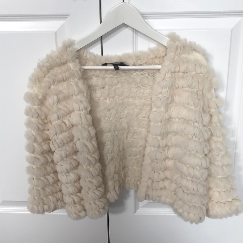 Bcbg fur top rabbit fur bolero